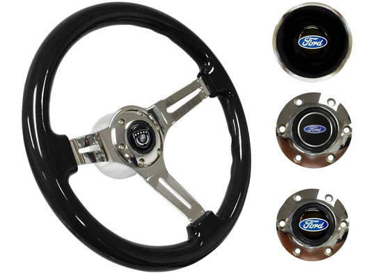 1965-69 Ford Ranchero Steering Wheel Kit | Black Ash Wood | ST3072