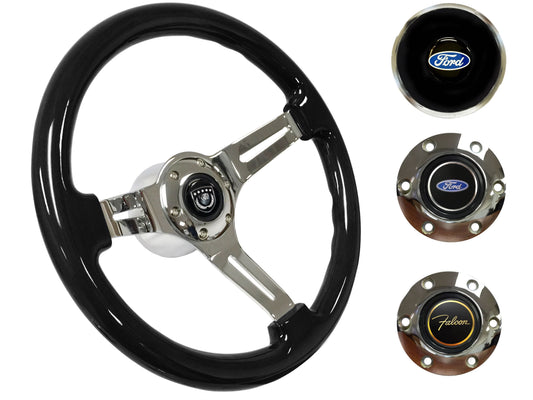 1970 Ford Falcon Steering Wheel Kit | Black Ash Wood | ST3072