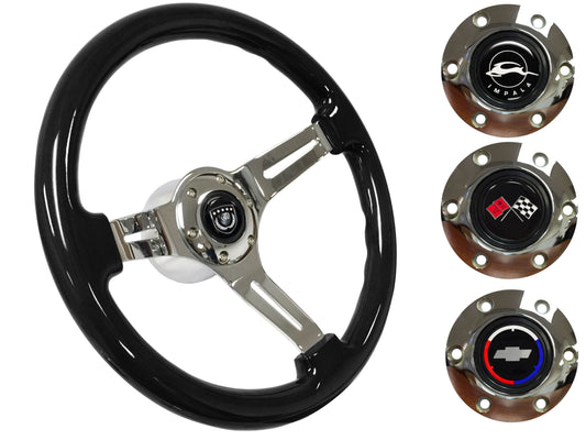 1969-85 Impala Steering Wheel Kit | Black Ash Wood | ST3072