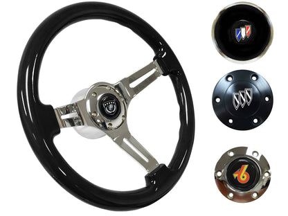 1969-89 Buick Telescopic Steering Wheel Kit | Black Ash Wood | ST3072