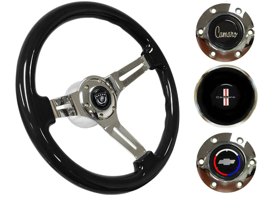 1969-89 Camaro Steering Wheel Kit | Black Ash Wood | ST3072