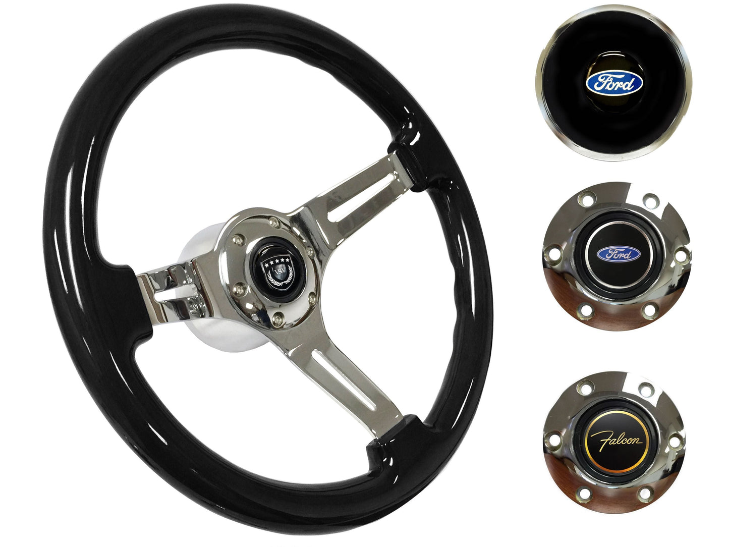 1965-69 Ford Falcon Steering Wheel Kit | Black Ash Wood | ST3072