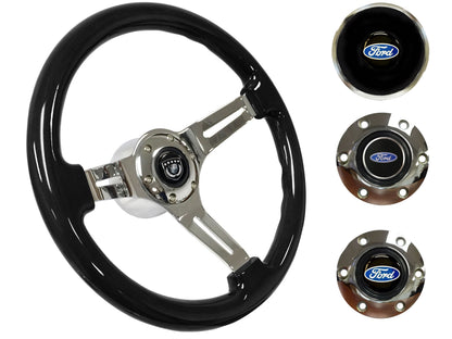 1969, 78-91 Ford Truck Steering Wheel Kit | Black Ash Wood | ST3072