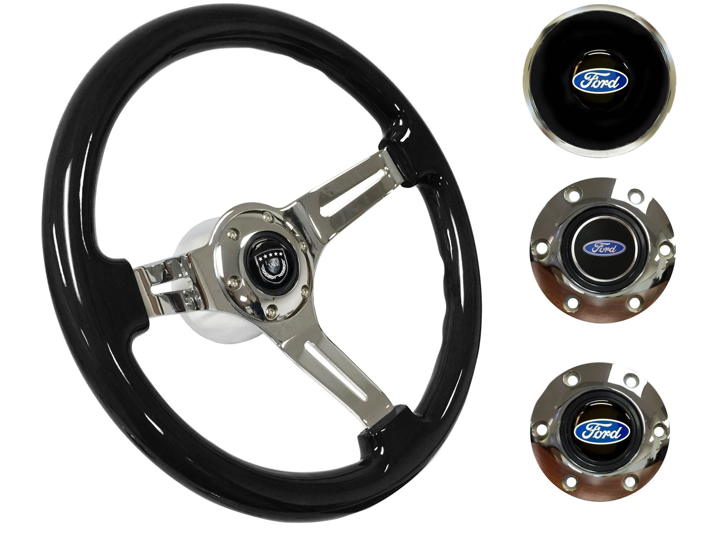 1970-76 Ford Torino Steering Wheel Kit | Black Ash Wood | ST3072