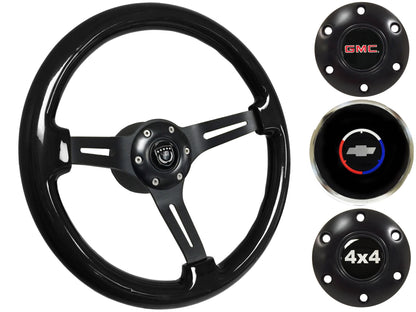 1974-94 Chevy Truck, GMC Steering Wheel Kit | Black Ash Wood | ST3073