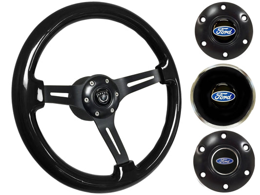 1970-76 Ford Torino Steering Wheel Kit | Black Ash Wood | ST3073