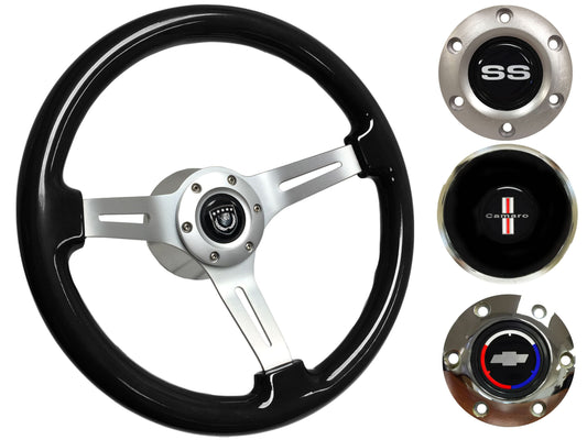 1969-89 Camaro Steering Wheel Kit | Black Ash Wood | ST3074