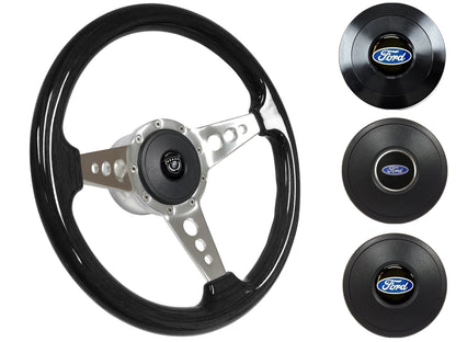 1959-62 Ford Galaxie Steering Wheel Kit | Black Ash Wood | ST3075