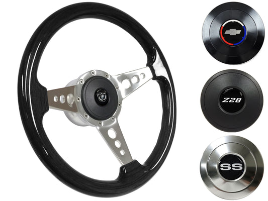 1969-89 Camaro Steering Wheel Kit | Black Ash Wood | ST3075