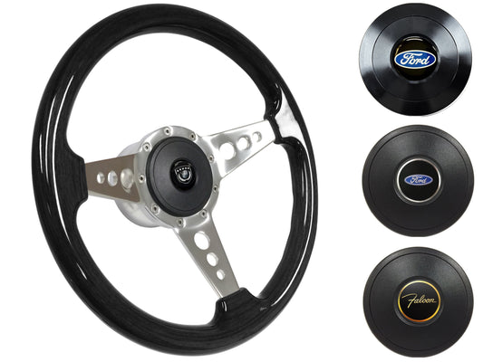 1970 Ford Falcon Steering Wheel Kit | Black Ash Wood | ST3075