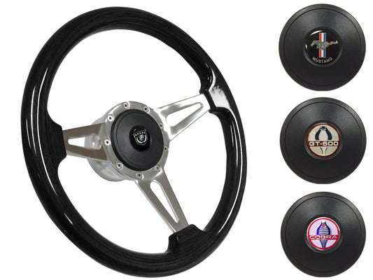 1964.5 Ford Mustang Steering Wheel Kit | Black Ash Wood