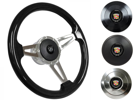 1969-89 Cadillac Steering Wheel Kit | Black Ash Wood | ST3077