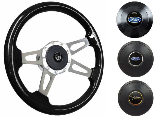 1965-69 Ford Falcon Steering Wheel Kit | Black Ash Wood | ST3079