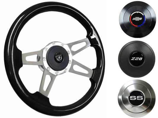 1969-89 Camaro Steering Wheel Kit | Black Ash Wood | ST3079