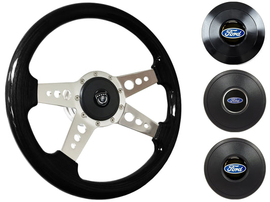 1959-62Ford Galaxie Steering Wheel Kit | Black Ash Wood | ST3081