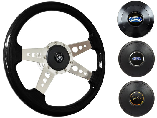 1965-69 Ford Falcon Steering Wheel Kit | Black Ash Wood | ST3081