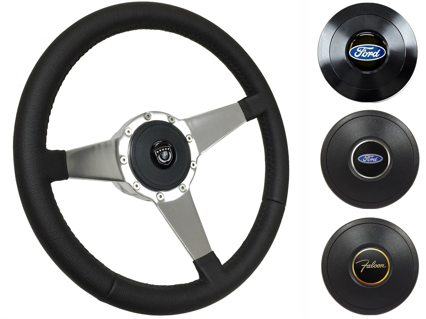 1970 Ford Falcon Steering Wheel Kit | Black Leather | ST3087