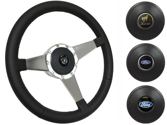 1975-77 Ford Bronco Steering Wheel Kit | Black Leather | ST3087