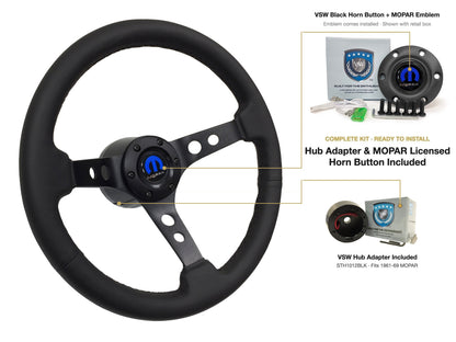 ST3094BLK 1961-69 MOPAR kit - Black button, MOPAR emblem, STH1012BLK hub