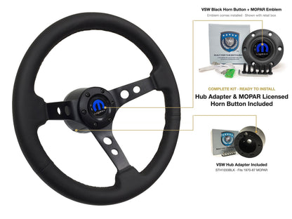 ST3094BLK 1970-87 MOPAR kit - Black button, MOPAR emblem, STH1033BLK hub