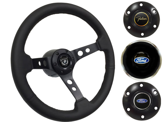 1965-69 Ford Falcon Steering Wheel Kit | Black Leather | ST3094BLK