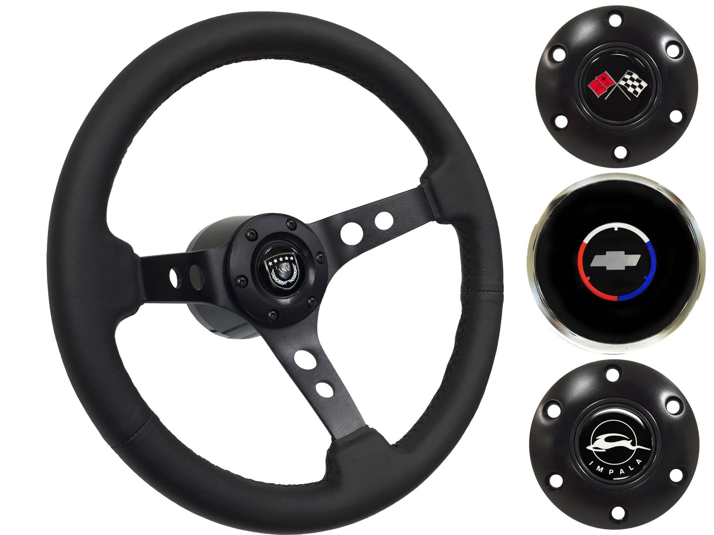 1955-68 Impala Steering Wheel Kit | Black Leather | ST3094BLK