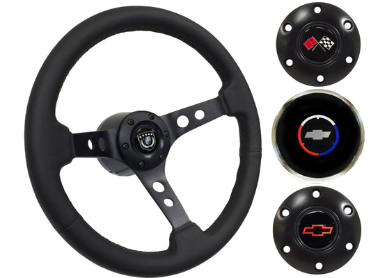 1967-68 El Camino Steering Wheel Kit | Black Leather | ST3094BLK