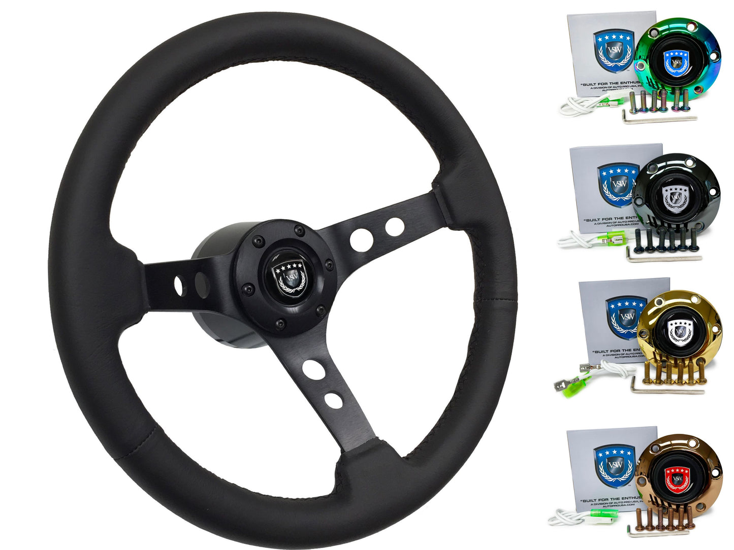 1990+ Nissan 200SX Steering Wheel Kit | Black Leather | ST3094BLK