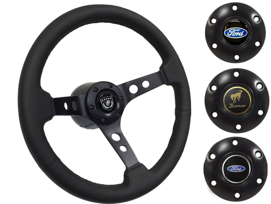 1975-77 Ford Bronco Steering Wheel Kit | Black Leather | ST3094BLK