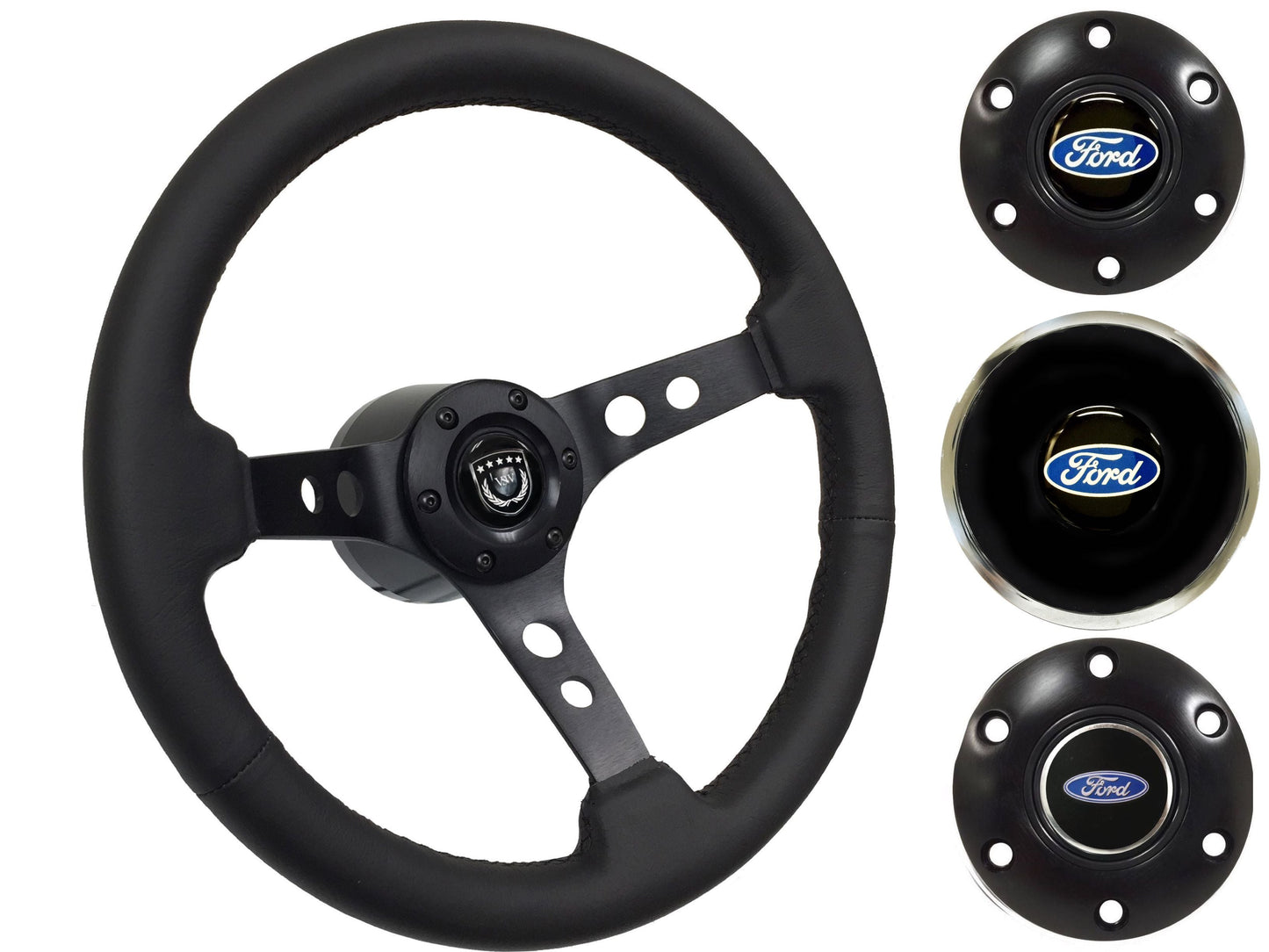 1969, 78-91 Ford Truck Steering Wheel Kit | Black Leather | ST3094BLK