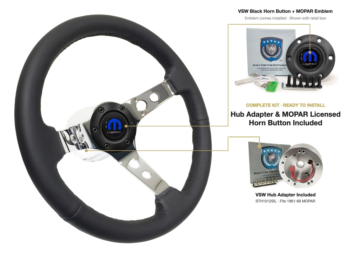 ST3095BLK steering wheel kit - Black horn button, MOPAR emblem