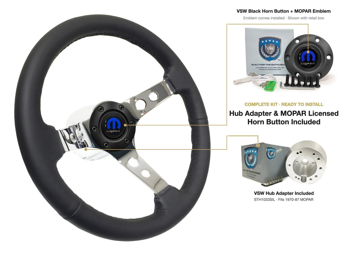 ST3095BLK steering wheel kit - Black horn button, MOPAR emblem