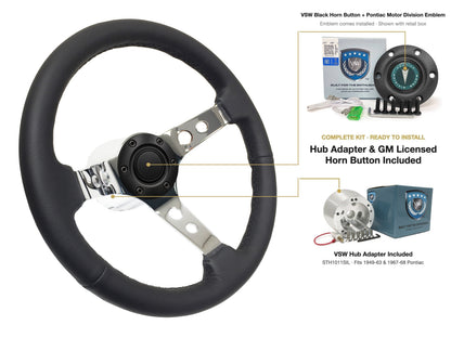 ST3095BLK steering wheel kit - Black horn button, Pontiac Motor Division emblem