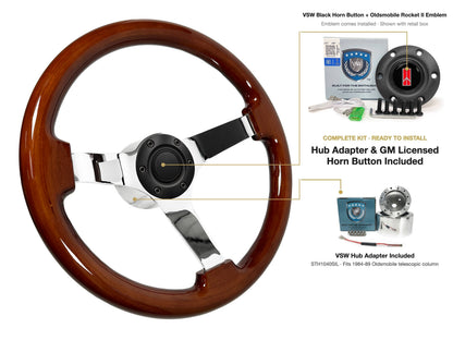 ST3111 steering wheel kit - Black horn button, Rocket II 1981-96 emblem