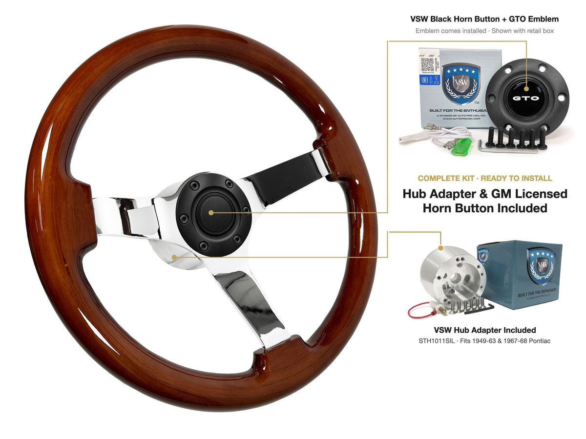 ST3111 steering wheel kit - Black horn button, GTO emblem