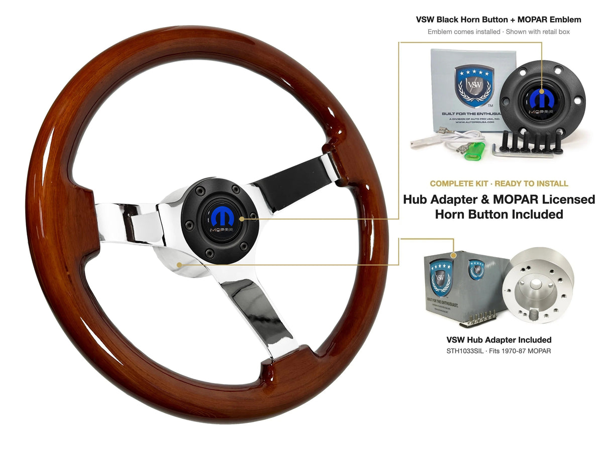 ST3111 steering wheel kit - Black horn button, MOPAR emblem