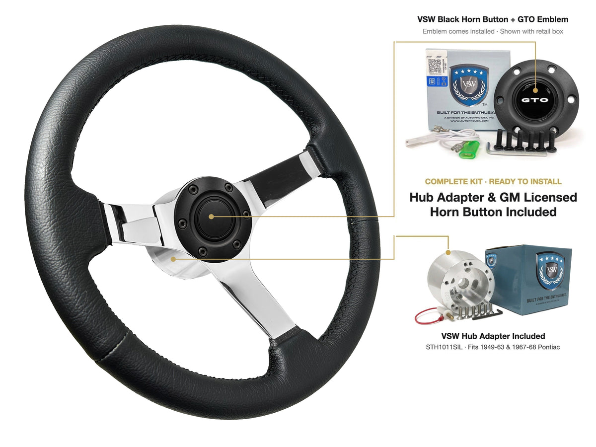 ST3112BLK steering wheel kit - Black horn button, GTO emblem