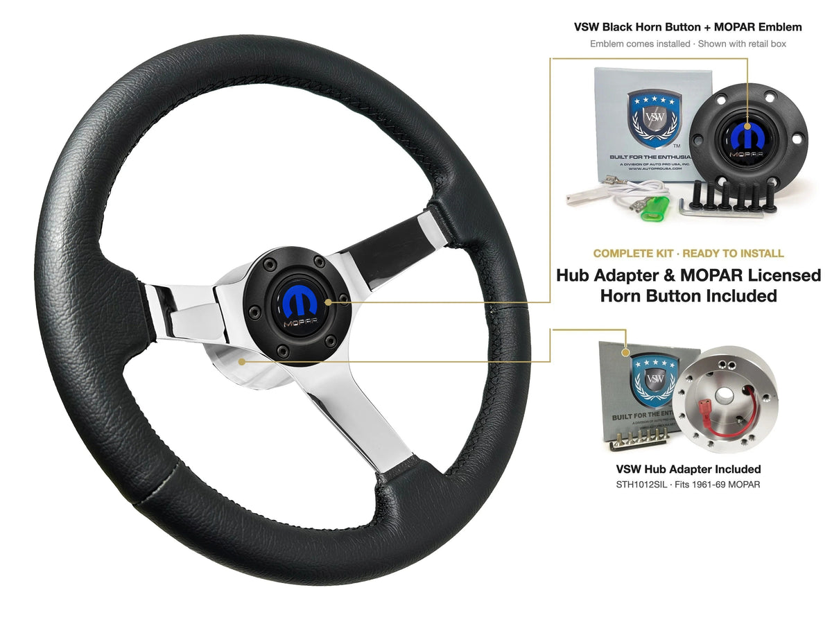 ST3112BLK steering wheel kit - Black horn button, MOPAR emblem