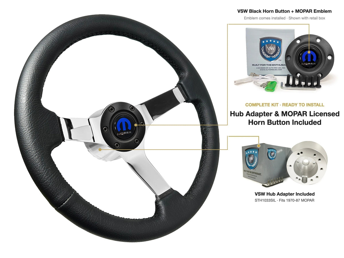 ST3112BLK steering wheel kit - Black horn button, MOPAR emblem