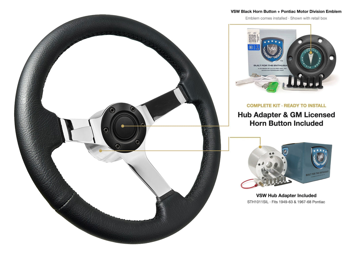 ST3112BLK steering wheel kit - Black horn button, Pontiac Motor Division emblem