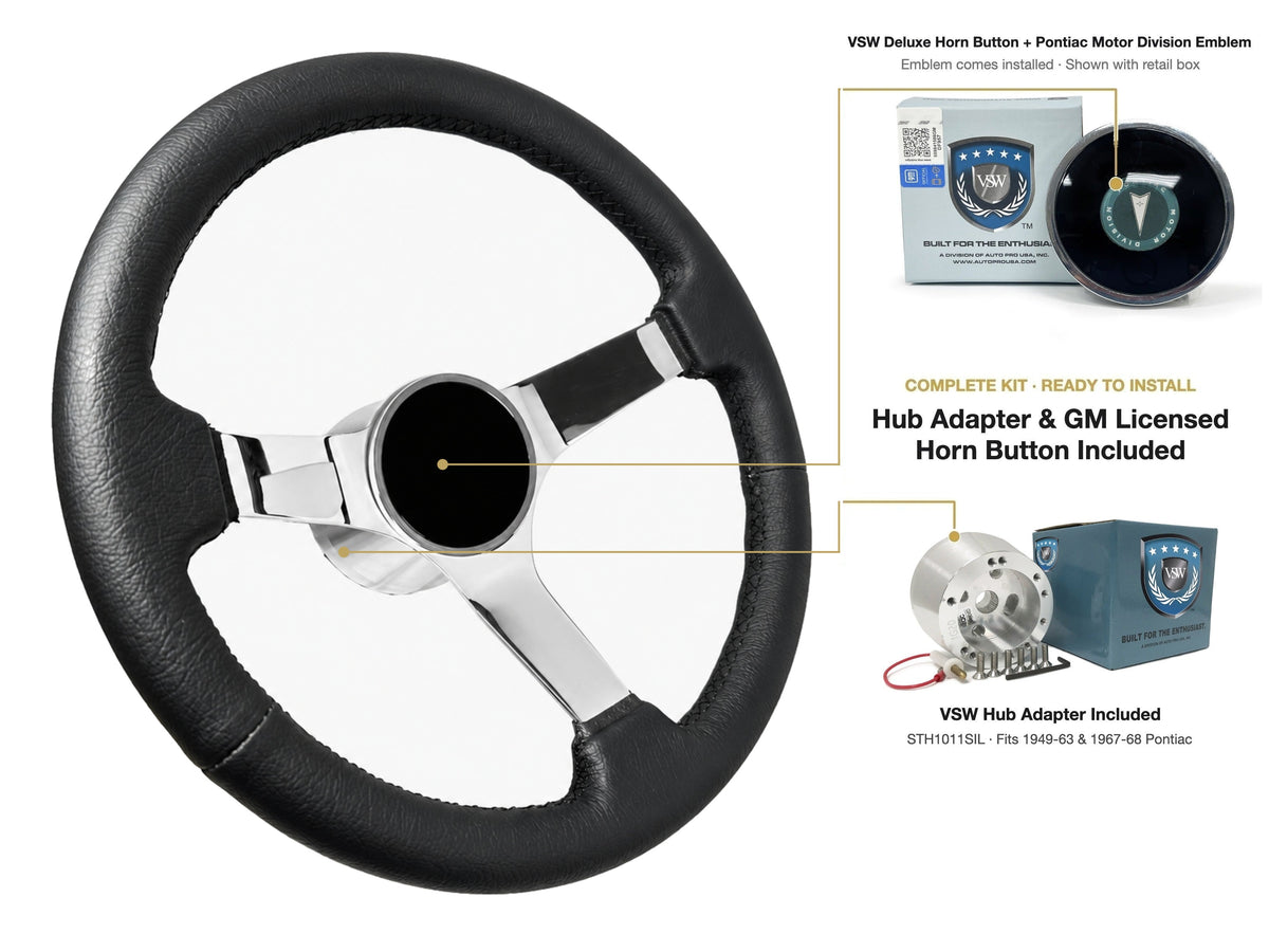 ST3112BLK steering wheel kit - Deluxe horn button, Pontiac Motor Division emblem