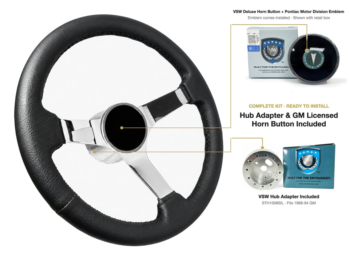 ST3112BLK steering wheel kit - Deluxe horn button, Pontiac Motor Division emblem