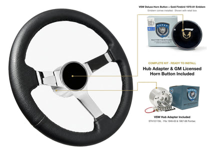 ST3112BLK steering wheel kit - Deluxe horn button, Gold Firebird 1970-81 emblem