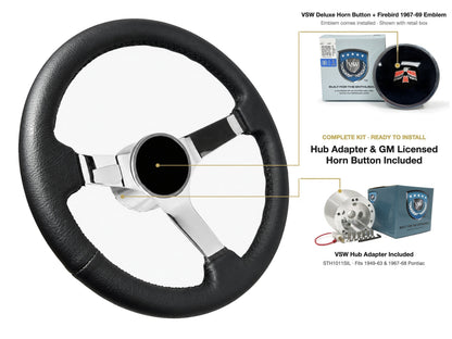 ST3112BLK steering wheel kit - Deluxe horn button, Firebird 1967-69 emblem
