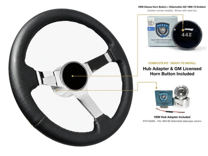 ST3112BLK steering wheel kit - Deluxe horn button, 442 1969-72 emblem