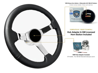 ST3112BLK steering wheel kit - Deluxe horn button, 442 1965-67 emblem