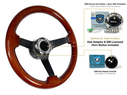 ST3127 kit (black hub) - Chrome button, Nova 1966-72 emblem