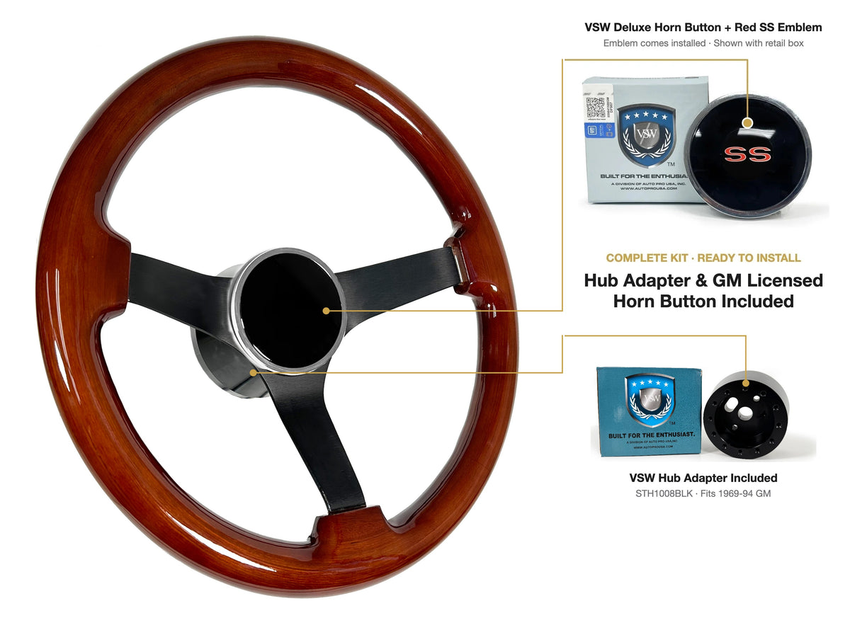 ST3127 kit (black hub) - Deluxe button, Red SS emblem