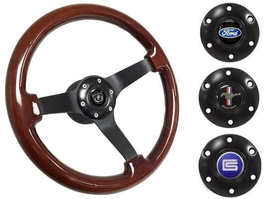 1964.5 Ford Mustang Steering Wheel Kit | Mahogany Wood