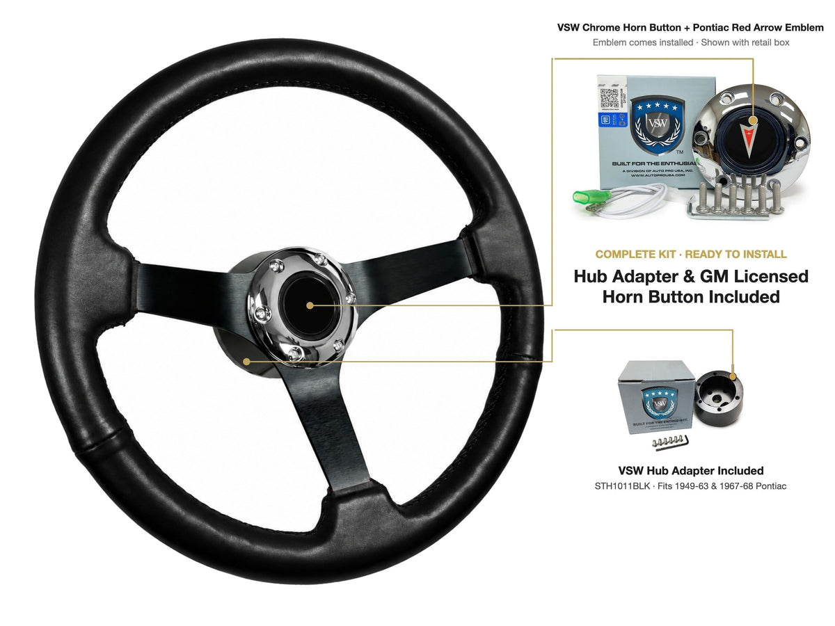 ST3160BLK steering wheel kit - Chrome horn button, Pontiac Red Arrow emblem